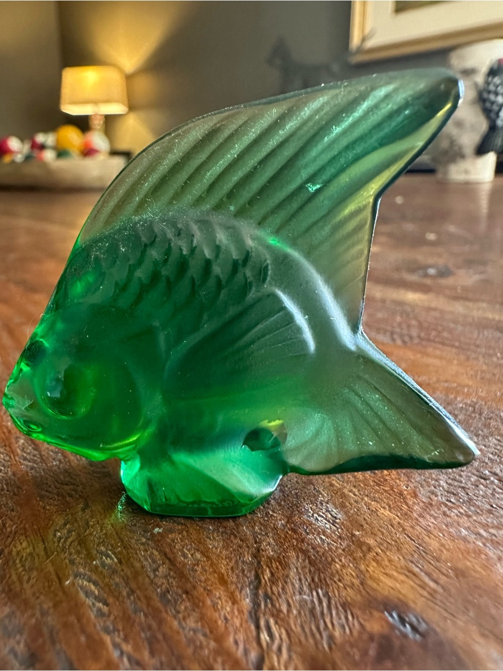 Lalique Emerald Green Glass Angelfish Figurine